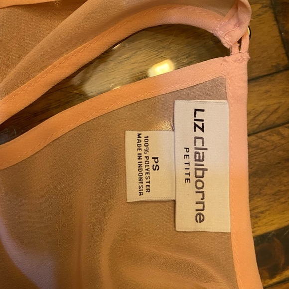 NWT LIZ CLAIBORNE Layered Peach Color Chiffon Blouse - Picture 15 of 15